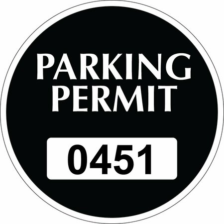 LUSTRE-CAL Repositionable Parking Permit Black 3in x 3in  Circle Serialized 450-500, 50PK 253743Py1KDi0451